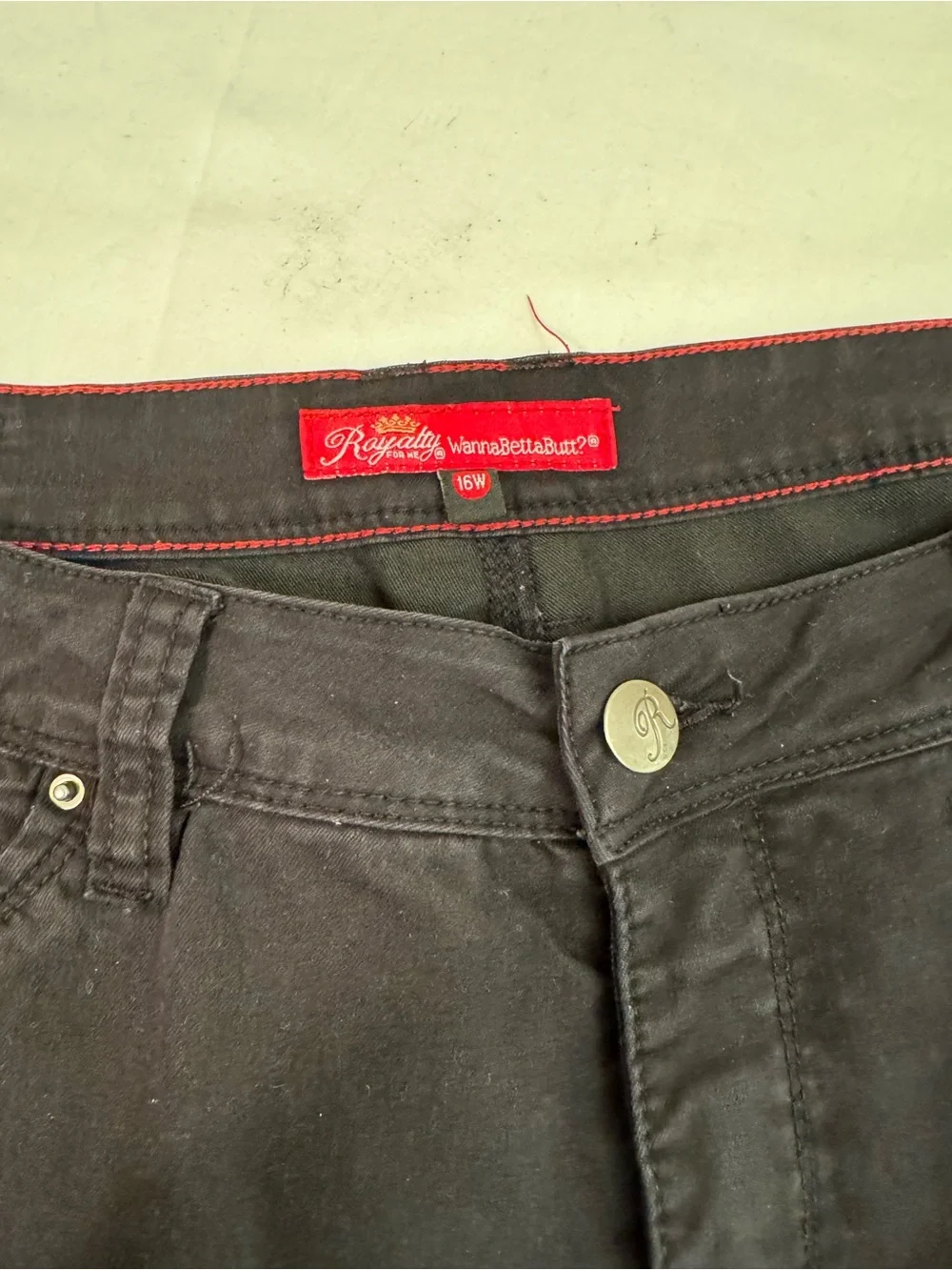 Royalty For Me Black Women’s Slim Jeans with Red Trim